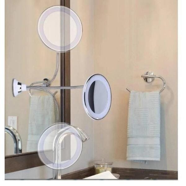 Espelho 17cm Masterpro Aumento 5x LED Flexível com Ventosa Pilhas AAA 360º - 2