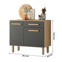 Ver imagem 4 de Balcão para Cozinha Lemon com 2 Portas e 1 Gaveta 91 Cm Freijo/chumbo