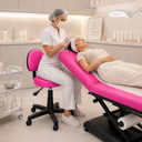 Ver imagem 2 de Mocho Nice Rosa Pink Giratório com Encosto e Regulagem de Altura a Gás - Barão Das Cadeiras