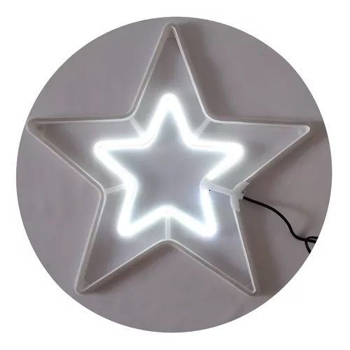 Estrela Neon Grande 60 Cm Branca Fria 8 Funções Natal 110v - 3