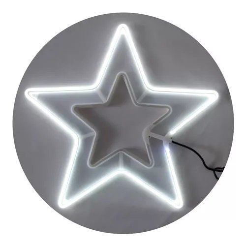 Estrela Neon Grande 60 Cm Branca Fria 8 Funções Natal 110v - 2