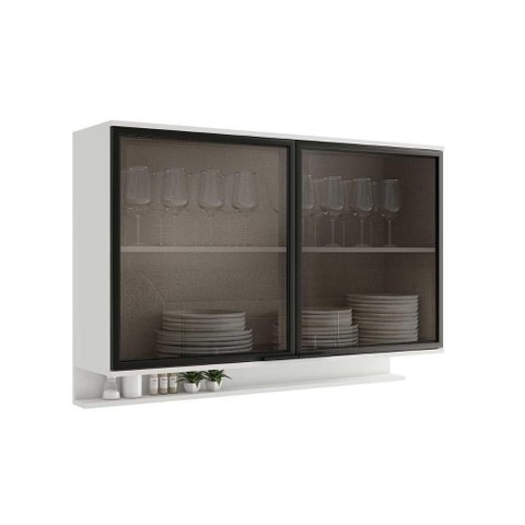 Armário de Cozinha Modulado Alpha 2500 C/ 2 Portas C/ Vidro 120cm Branco - Carraro