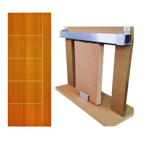 Kit Porta Madeira Frisada 4000 - 80x210 + Trilho Correr 1,60 Natural + Brinde