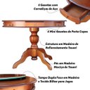 Ver imagem 3 de Mesa de Jogos Carteado 4 Lugares J-bonomo Redonda Tampo Reversível com Gavetas e Porta Copos