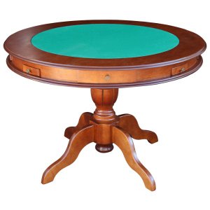 Mesa de Jogos Carteado 4 Lugares J-bonomo Redonda Tampo Reversível com Gavetas e Porta Copos