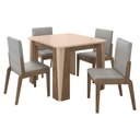Ver imagem 1 de Kit Mesa de Jantar Opera com 4 Cadeiras Sinfonia em Linho Carvalho/fendi/cinza