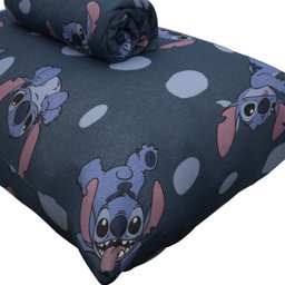 Jogo de Cama Portallar Solteiro Malha Mista Estampado Disney Stitch Pedras 2 Pçs Azul - 4