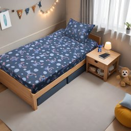 Jogo de Cama Portallar Solteiro Malha Mista Estampado Disney Stitch Pedras 2 Pçs Azul - 2