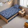 Jogo de Cama Portallar Solteiro Malha Mista Estampado Disney Stitch Pedras 2 Pçs Azul - 2