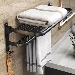 Porta Toalha Suporte Retrátil Duplo Toalheiro Banheiro Lavabo:preto - 3