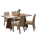 Ver imagem 2 de Conjunto Sala de Jantar Mesa Tampo de Vidro 4 Cadeiras Rustic/crema/imperial Taylor Madesa