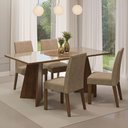 Ver imagem 1 de Conjunto Sala de Jantar Mesa Tampo de Vidro 4 Cadeiras Rustic/crema/imperial Taylor Madesa