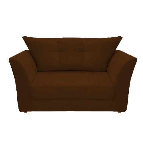 Namoradeira Decorativa Isis Suede Marrom Pés Madeira Ms Decor