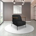 Ver imagem 1 de Poltrona Sala de Estar Pés em Ferro Preto Braço Madeira Maciça 86cm Thane Bouclê Preto G63 - Gran Be