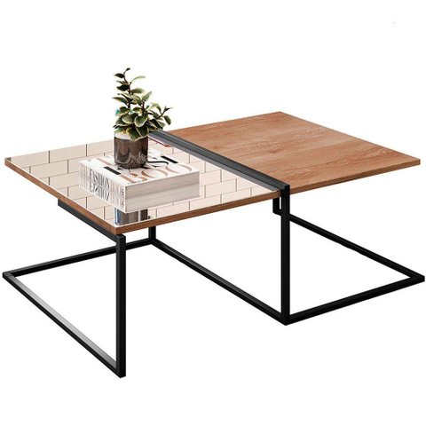 Mesa de Centro de Sala com Espelho Aurora - Casa Chick Demolição-preto