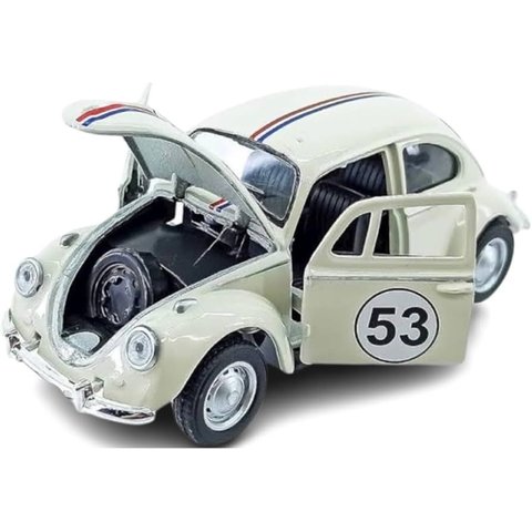 Super Miniatura Carrinho de Ferro Fusca 1957 Herbie 53 Abre 3 Portas