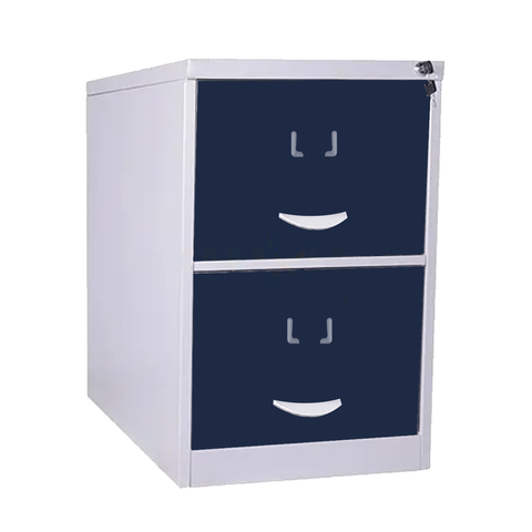Gaveteiro Arquivo De Aço 2 Gavetas P/ Pasta Suspensa C/ Chave Azul Marinho