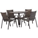 Ver imagem 1 de Jogo 4 Cadeiras Alumínio e Mesa Tampo Ripado 100cm para Área Jardim Varanda Piscina Emily