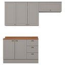 Ver imagem 1 de Cozinha Modulada 4 Portas Balcao Tampo 200cm Americana Cinza Nature Henn
