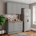 Ver imagem 2 de Cozinha Modulada 4 Portas Balcao Tampo 200cm Americana Cinza Nature Henn