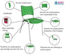 Ver imagem 7 de Kit com 6 Cadeiras Iso para Escola Escritório Comércio Verde Base Branca Ecomhome