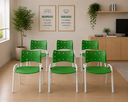 Ver imagem 1 de Kit com 6 Cadeiras Iso para Escola Escritório Comércio Verde Base Branca Ecomhome