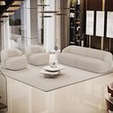 Ver imagem 2 de Sofá 3 Lugares Curvo Orgânico com 02 Poltronas para Sala Living 250cm Barolo L06 Linho Bege - Lyam D