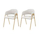 Ver imagem 1 de Kit 2 Cadeiras de Jantar Veneza Metal Dourado Boucle Alaska