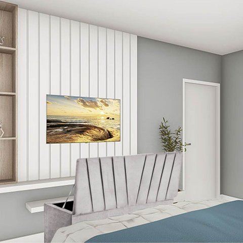 Calçadeira Baú Recamier Estofada Cama Queen 160cm Bélgica Suede Cinza Claro- Mabe Magazine