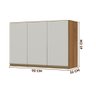 Armário Aéreo Para Quarto 3 Portas 90 cm Nature Off White Gabriela Shop Jm - 4