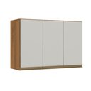 Ver imagem 2 de Armário Aéreo Para Quarto 3 Portas 90 cm Nature Off White Gabriela Shop Jm