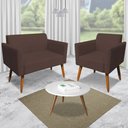 Ver imagem 2 de Poltrona Namoradeira Decorativa Isabella Pés Palito Madeira Suede Marrom - Gran Belo