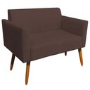 Ver imagem 1 de Poltrona Namoradeira Decorativa Isabella Pés Palito Madeira Suede Marrom - Gran Belo