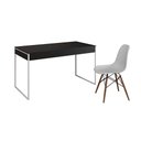 Ver imagem 2 de Mesa de Escritório Industrial Malta Preta 137x53cm Base Ferro Branco com 1 Cadeira Branca Eames Eiff