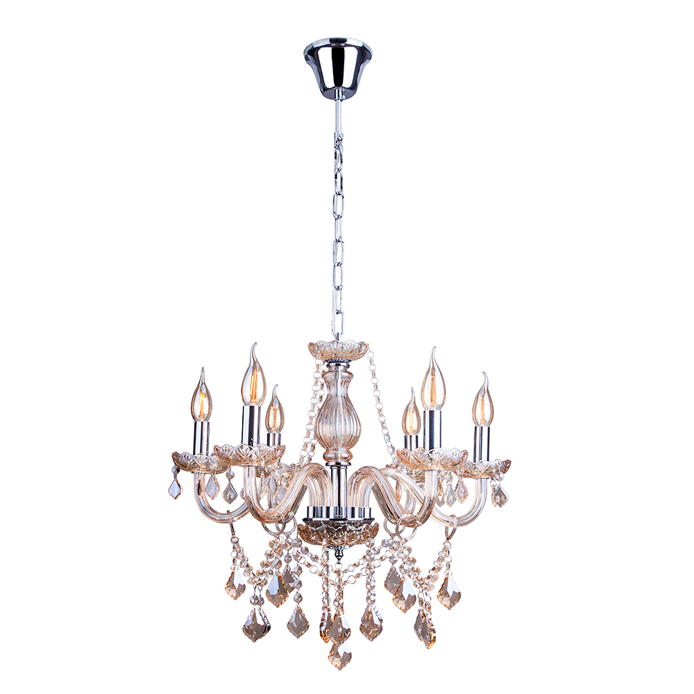 Lustre Pendente Candelabro Para Sala France Nice 6 Lâmpadas E14 Bivolt:Champagne/110V/220V