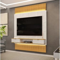 Painel Rack Tv até 75 Hit 1,90m de Largura / 2,40m Extensível até 2,90m de Altura Ripado 100% Mdf Ce - 2