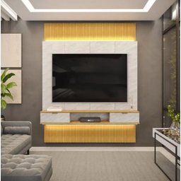 Painel Rack Tv até 75 Hit 1,90m de Largura / 2,40m Extensível até 2,90m de Altura Ripado 100% Mdf Ce - 1