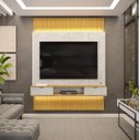 Ver imagem 1 de Painel Rack Tv até 75 Hit 1,90m de Largura / 2,40m Extensível até 2,90m de Altura Ripado 100% Mdf Ce