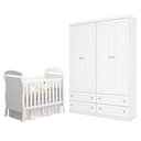 Ver imagem 1 de Berço Americano Danny Branco Acetinado Reller e Guarda Roupa Infantil 4 Portas Americano Branco Hp