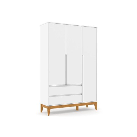Guarda-roupa Matic Nature Clean 3 Portas Branco | Eco Wood