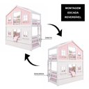 Ver imagem 2 de Treliche Infantil Casinha Dos Sonhos com Cama Auxiliar Rosa e Branco Megamobilia 199cm