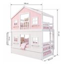 Ver imagem 5 de Treliche Infantil Casinha Dos Sonhos com Cama Auxiliar Rosa e Branco Megamobilia 199cm