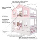 Ver imagem 3 de Treliche Infantil Casinha Dos Sonhos com Cama Auxiliar Rosa e Branco Megamobilia 199cm
