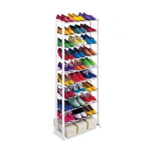 Sapateira Vertical de Chao Gigante 10 Prateleiras 30 Pares Organizador Sapatos Tenis Quarto Closet