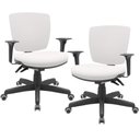Ver imagem 1 de Kit 02 Cadeiras de Escritório Executiva Office Giratória Preto Baixa Flexi P03 Vinil Branco - 