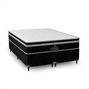 Ver imagem 7 de Cama Box Casal Bipartido Preto + Colchão Paris Molas Preto Suede Preto/preto