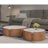 Conjunto Mesa de Centro Isis Redonda Lamina de Madeira Tampo com Vidro 60cm e 50cm - 2