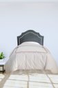 Ver imagem 2 de Cabeceira Provençal Solteiro Cinza Escuro Veludo com Tachas