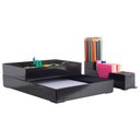 Ver imagem 1 de Organizador Mesa Escritório Bandeja Porta Lápis 3 Peças Pgb Preto