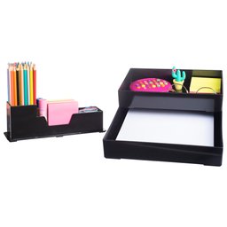 Organizador Mesa Escritório Bandeja Porta Lápis 3 Peças Pgb Preto - 2